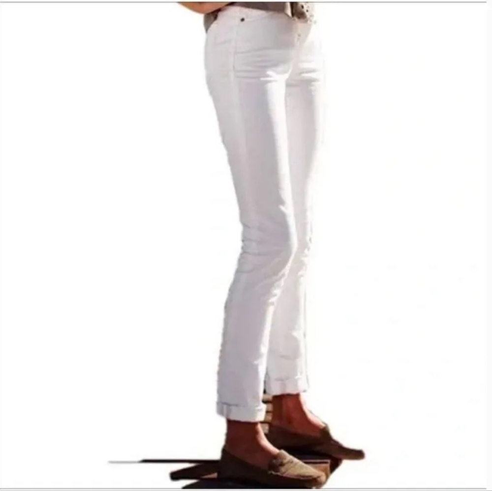 BODEN WHITE DENIM ROLLED CUFF JEANS, SIZE 10